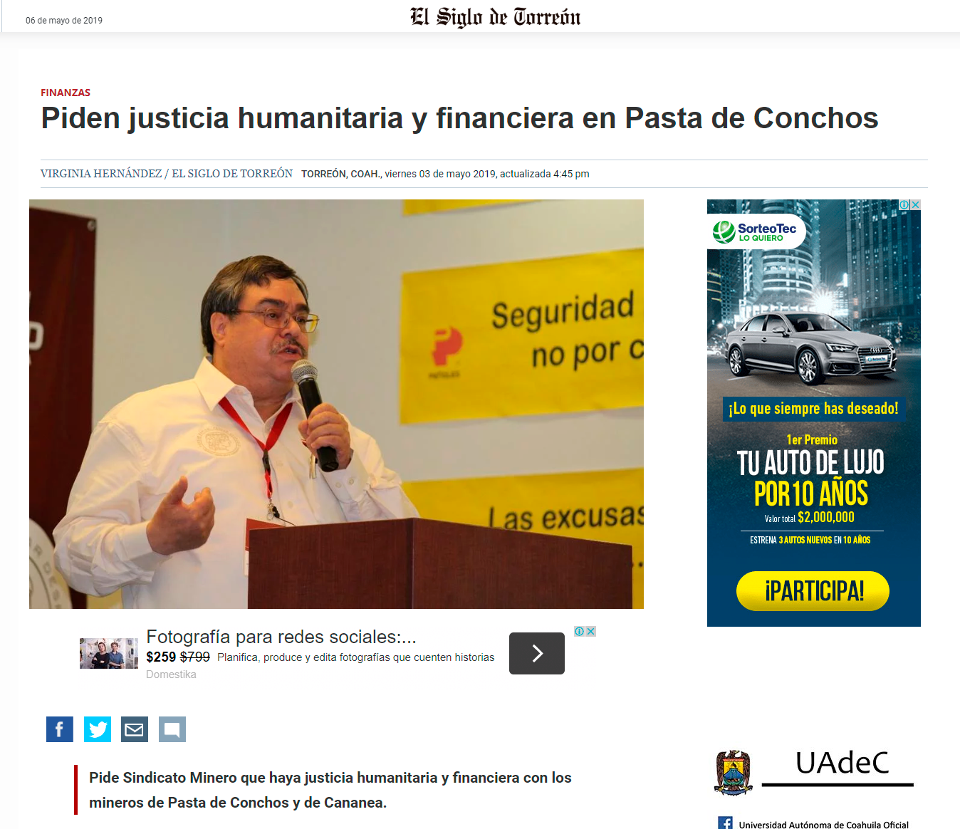 Piden justicia humanitaria y financiera en Pasta de Conchos