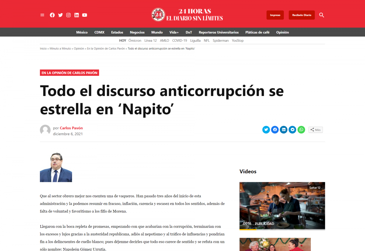 Todo el discurso anticorrupción se estrella en ‘Napito’