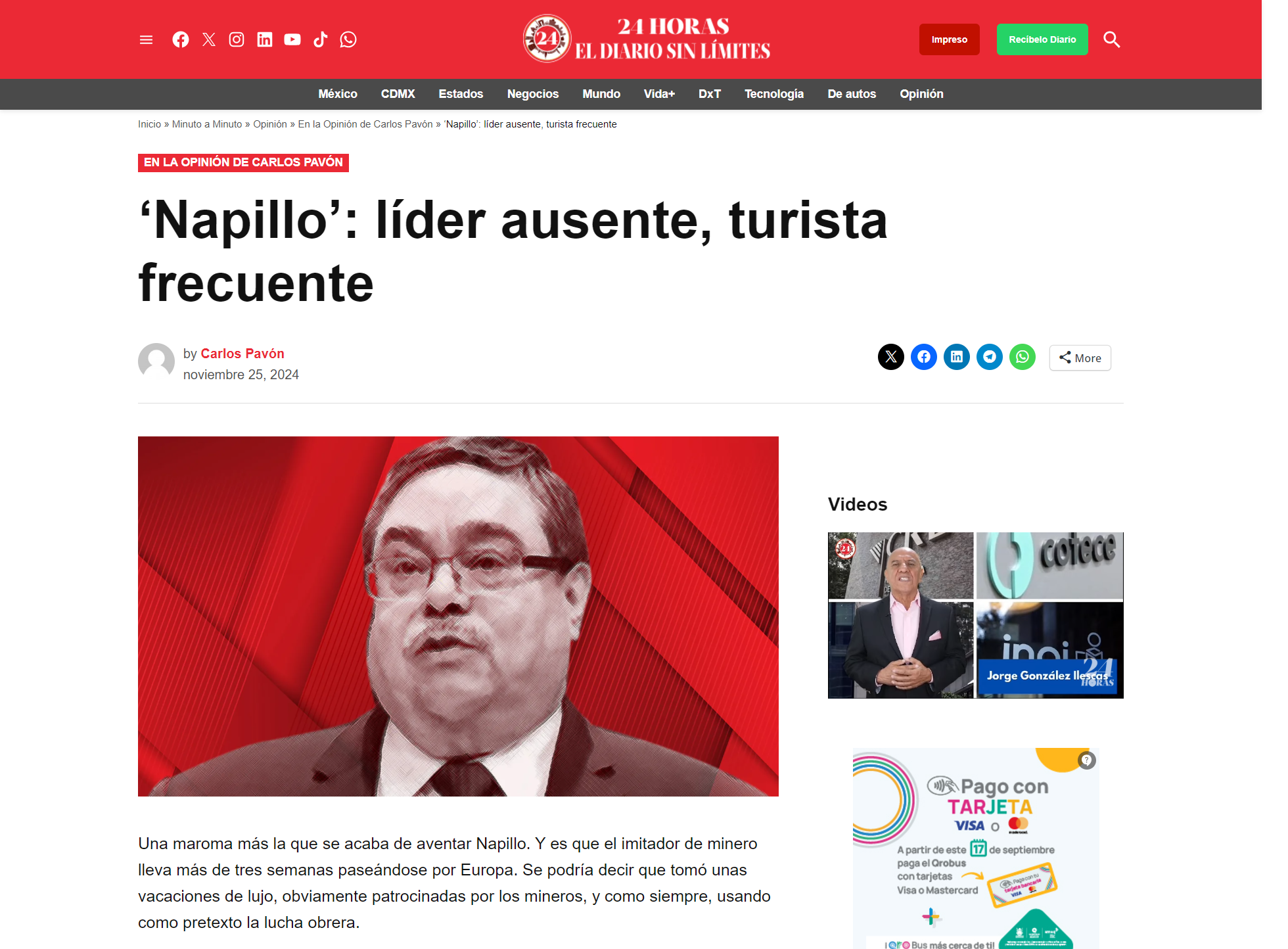 ‘Napillo’: líder ausente, turista frecuente