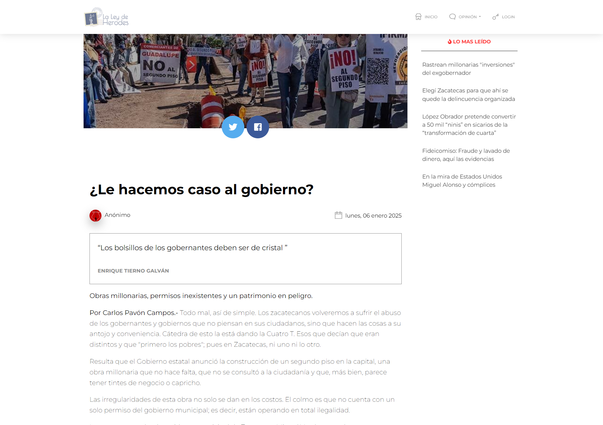 ¿Le hacemos caso al gobierno? - Por Carlos Pavón Campos.