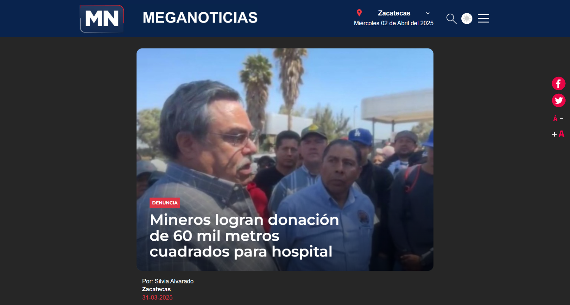 Mineros logran donación de 60 mil metros cuadrados para hospital