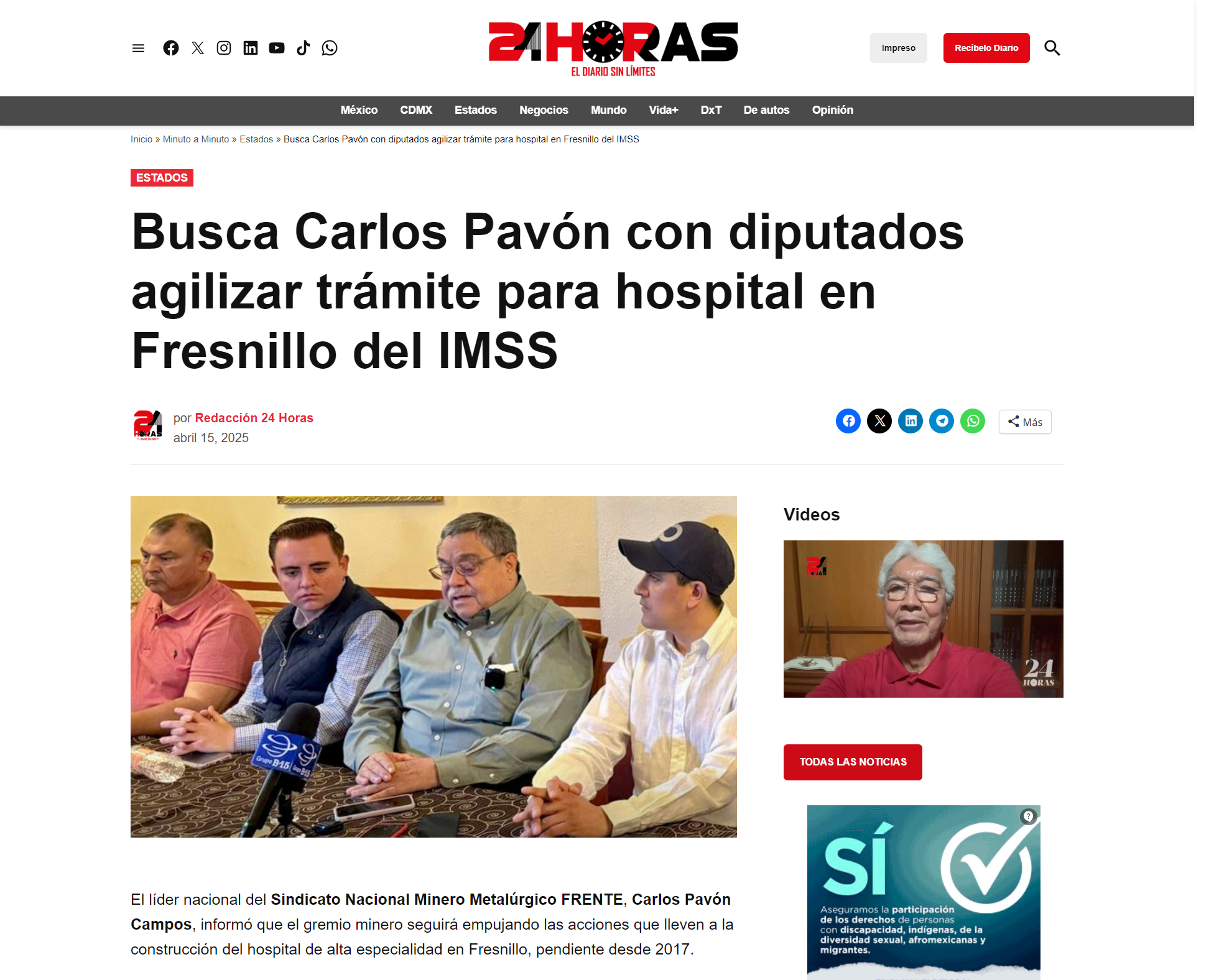 Busca Carlos Pavón con diputados agilizar trámite para hospital en Fresnillo del IMSS