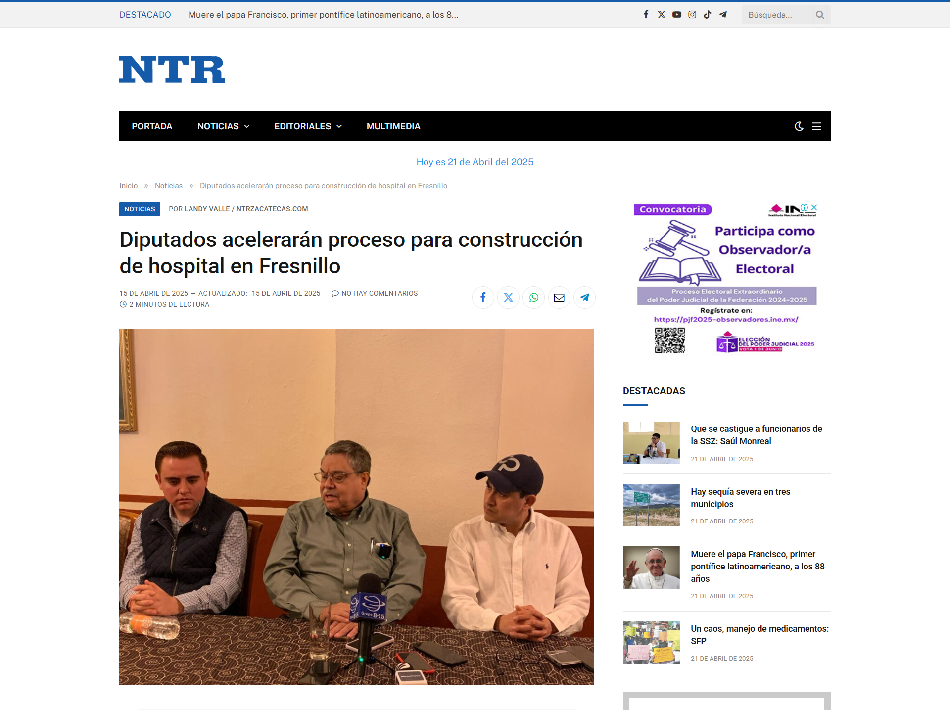 Diputados acelerarán proceso para construcción de hospital en Fresnillo