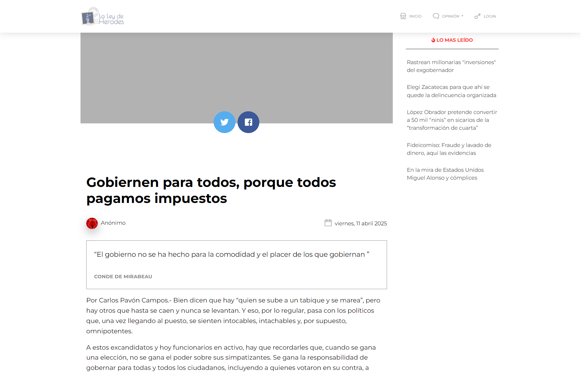 Gobiernen para todos, porque todos pagamos impuestos