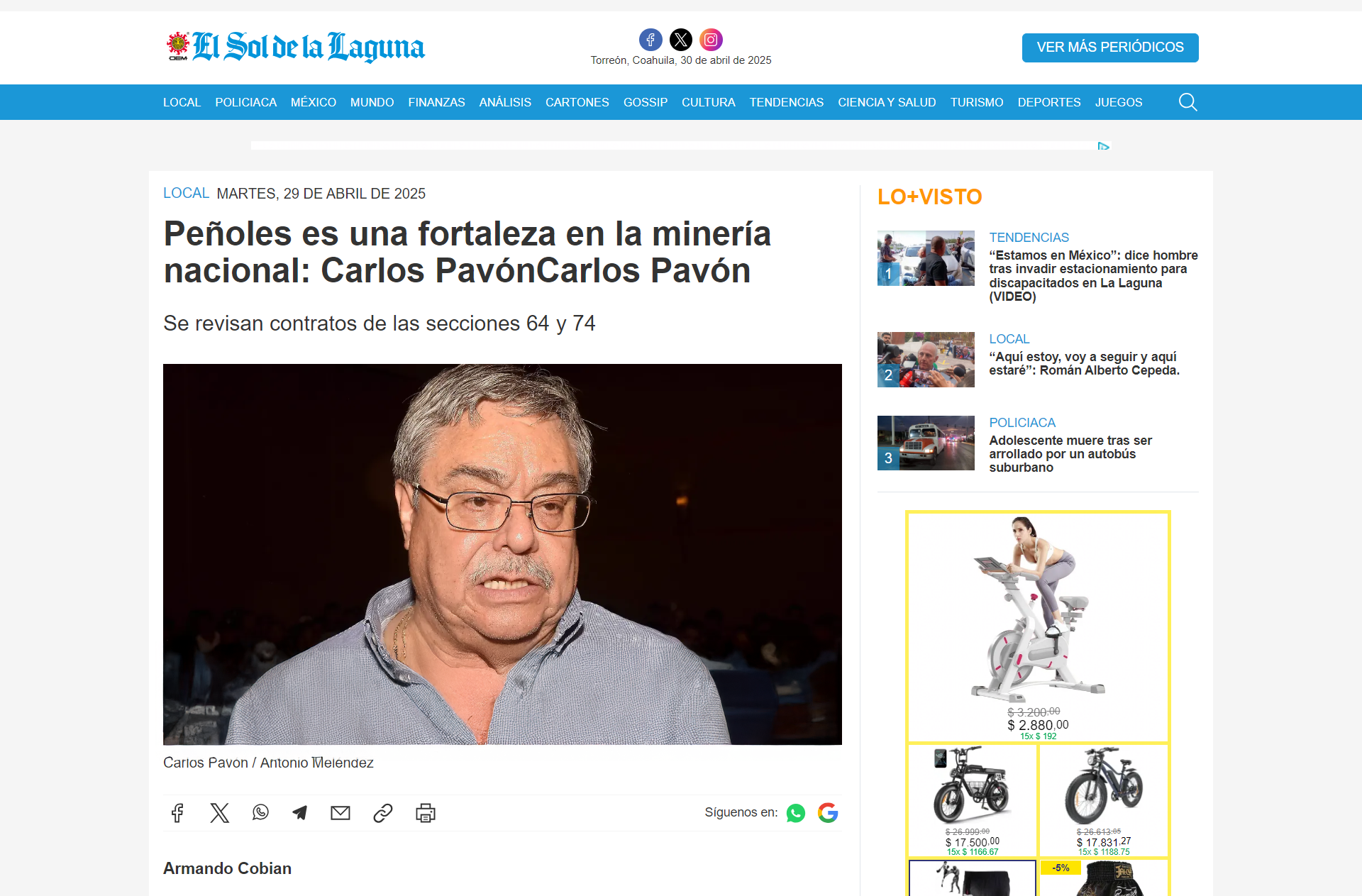 Peñoles es una fortaleza en la minería nacional: Carlos PavónCarlos Pavón