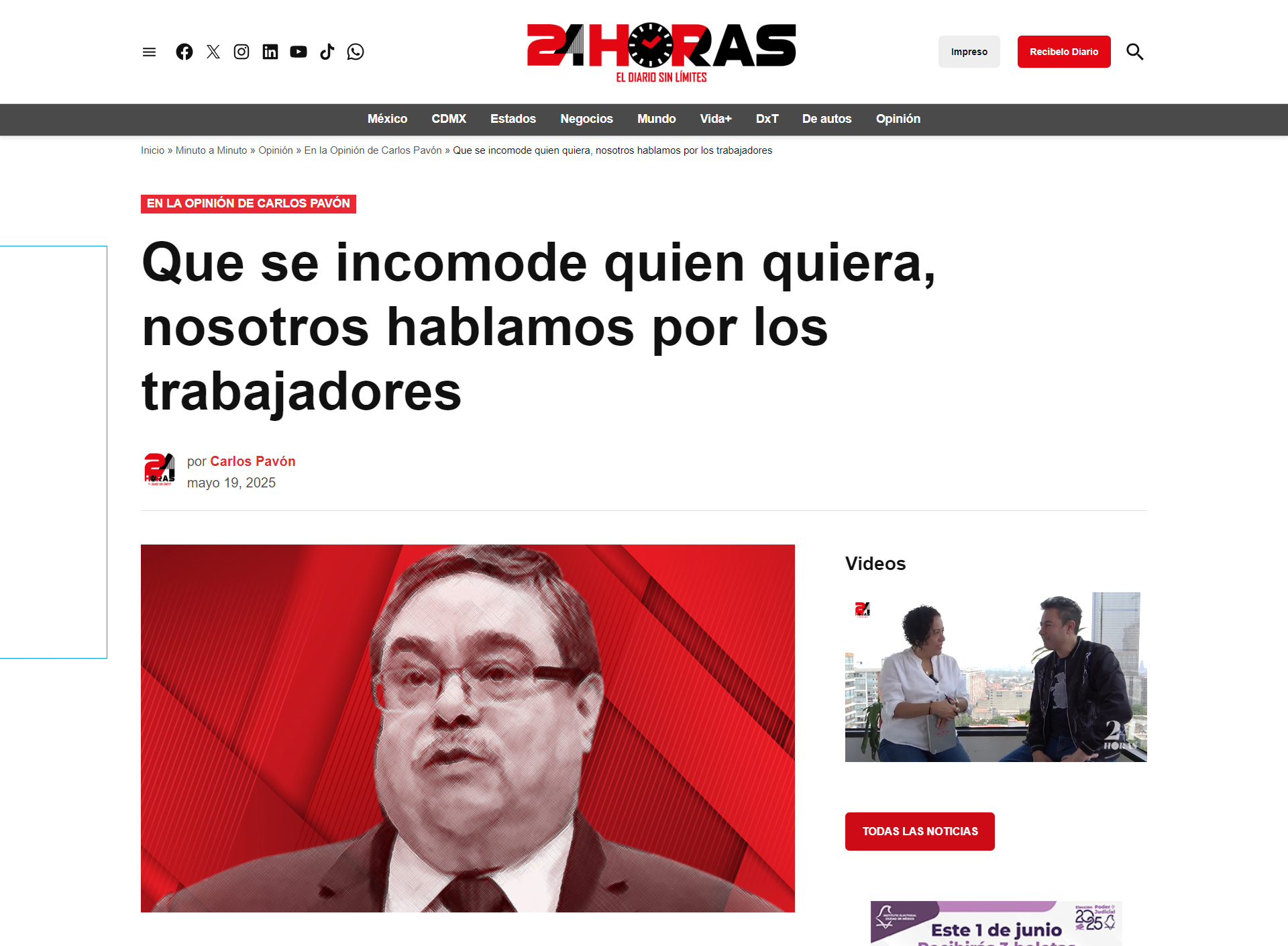 Que se incomode quien quiera, nosotros hablamos por los trabajadores