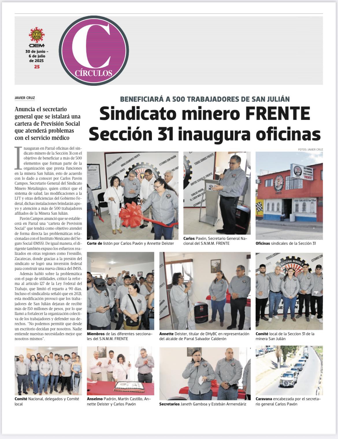 Sindicato Minero Frente Sección 31 inaugura oficinas