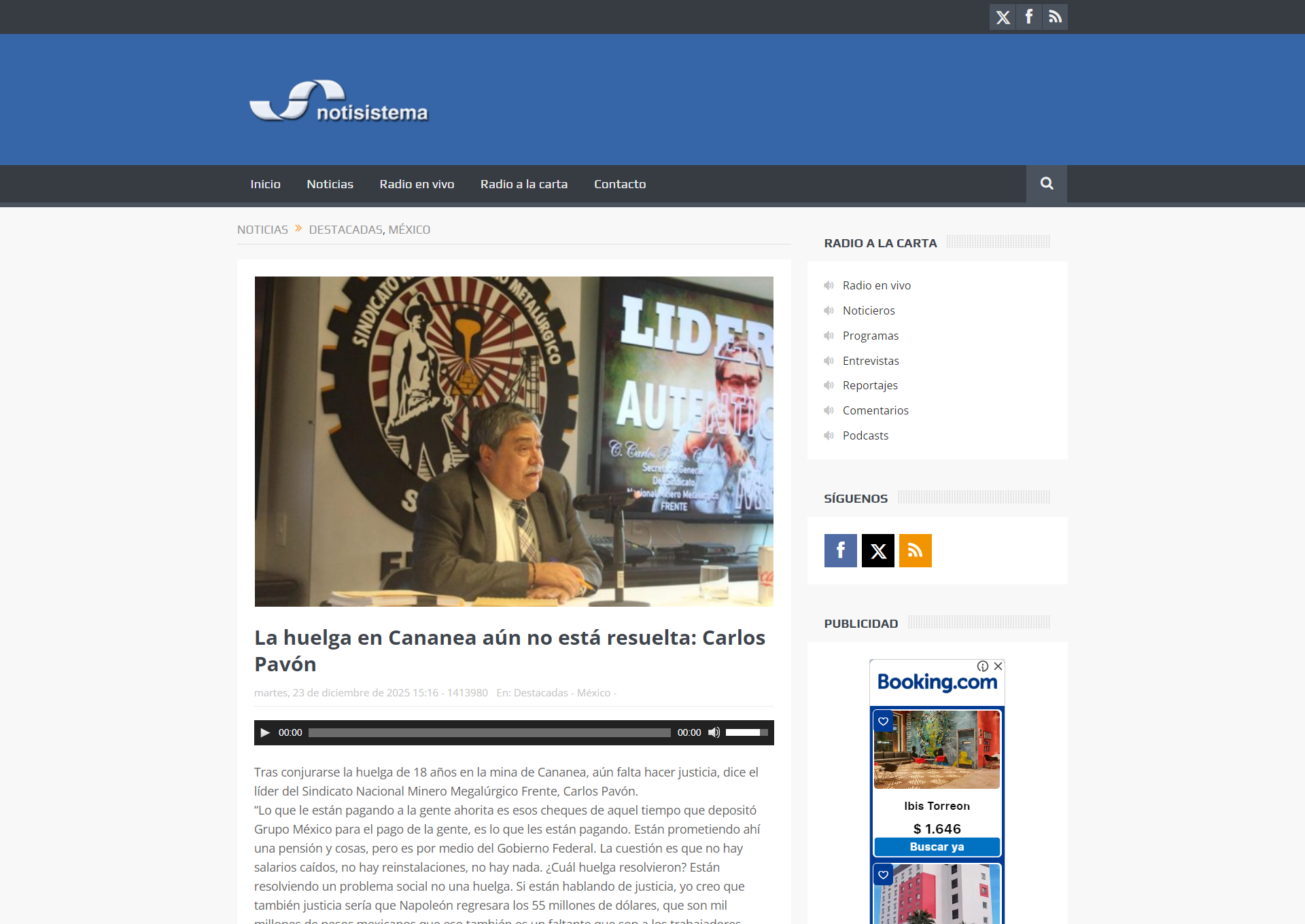 La huelga en Cananea aún no está resuelta: Carlos Pavón