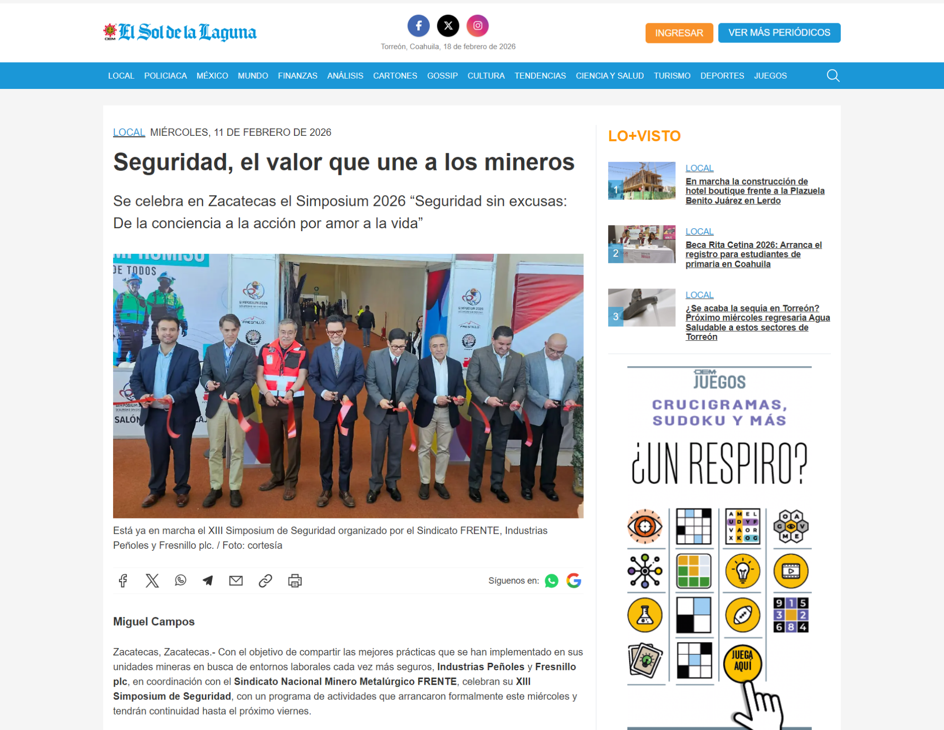 Seguridad, el valor que une a los mineros