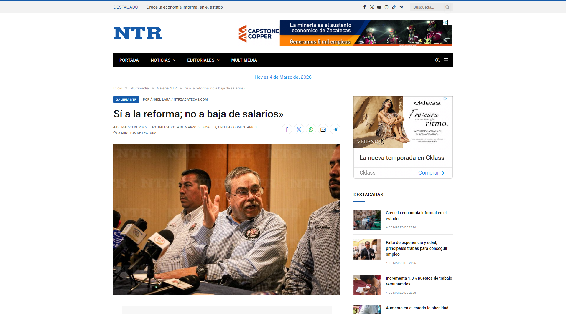 Sí a la reforma; no a baja de salarios»