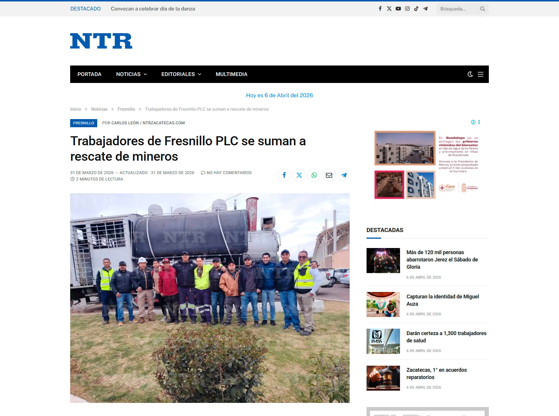 Trabajadores de Fresnillo PLC se suman a rescate de mineros
