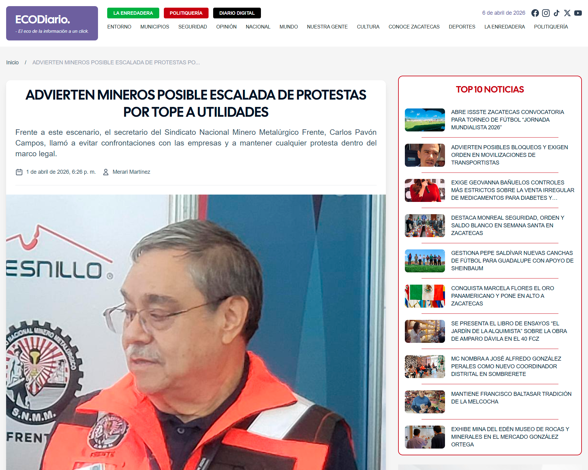 Advierten mineros posible escalada de protestas por tope a utilidades