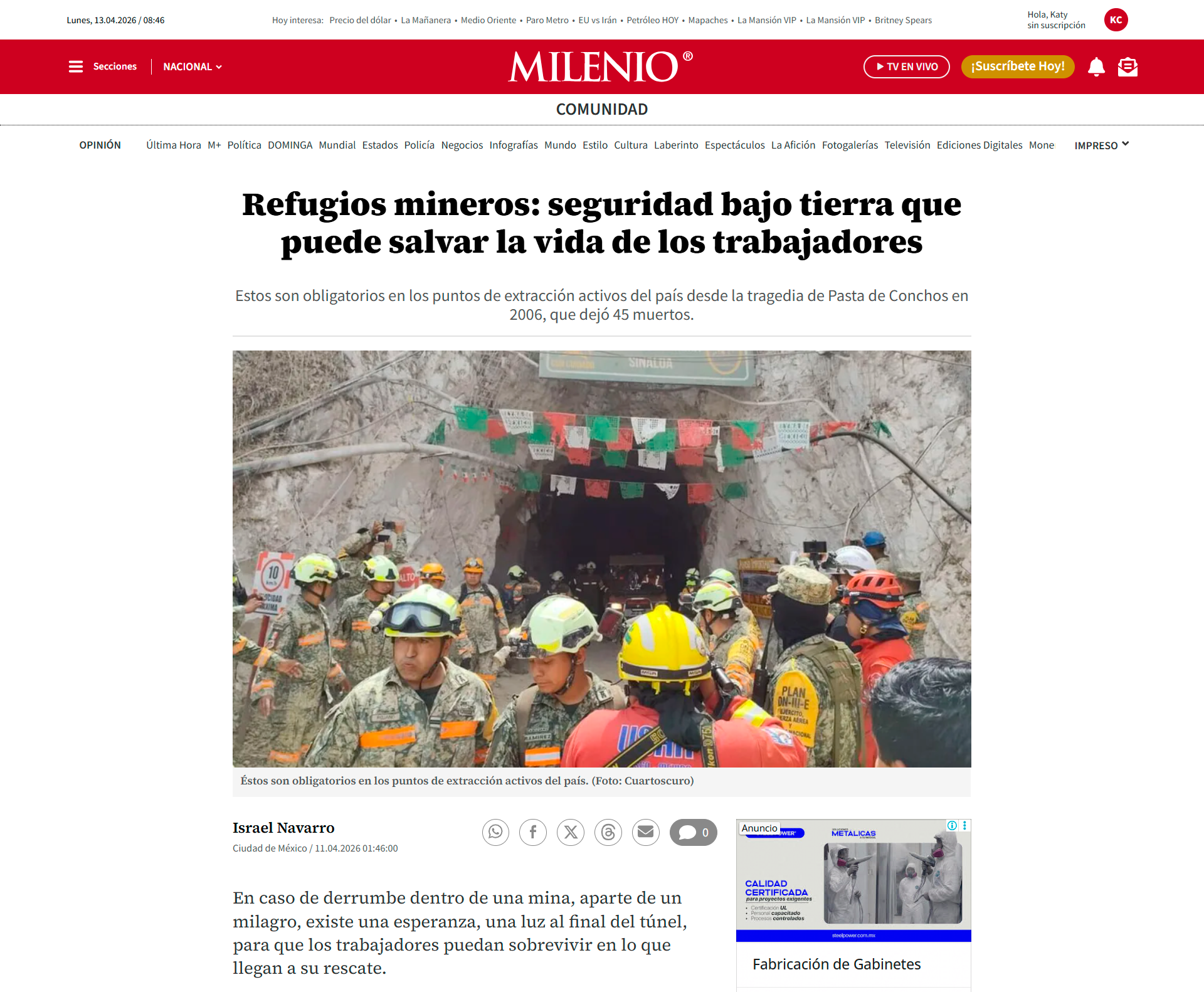 Refugios mineros: seguridad bajo tierra que puede salvar la vida de los trabajadores
