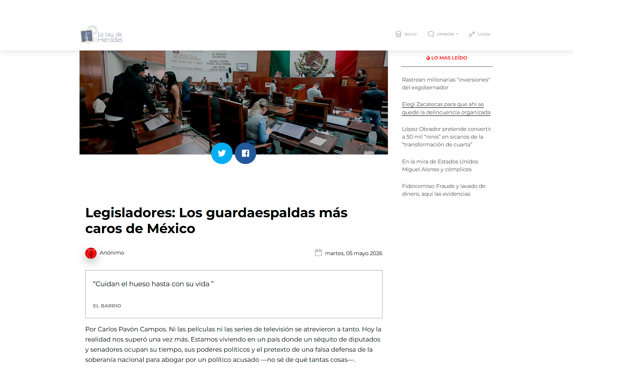 Legisladores: Los guardaespaldas más caros de México