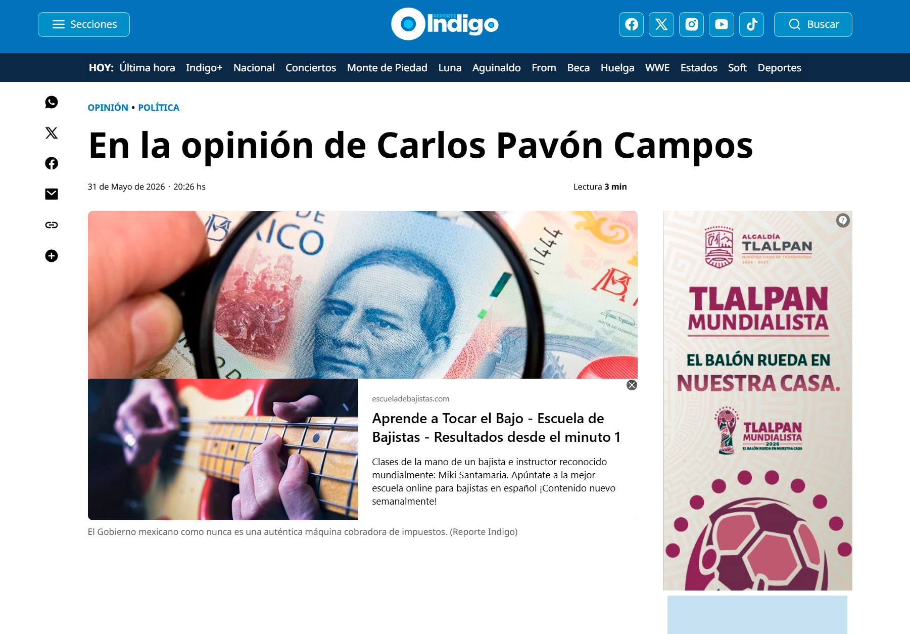 En la opinión de Carlos Pavón Campos